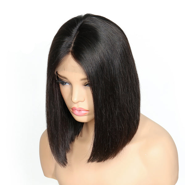 Brazilian Virgin Unprocessed Human Hair Lace Frontal  Straight Bob Wig