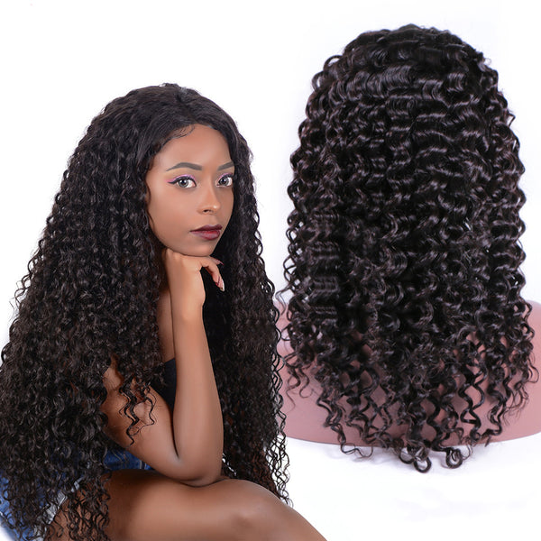 Brazilian Virgin Unprocessed Human Hair Lace Frontal Deep Curly Wig